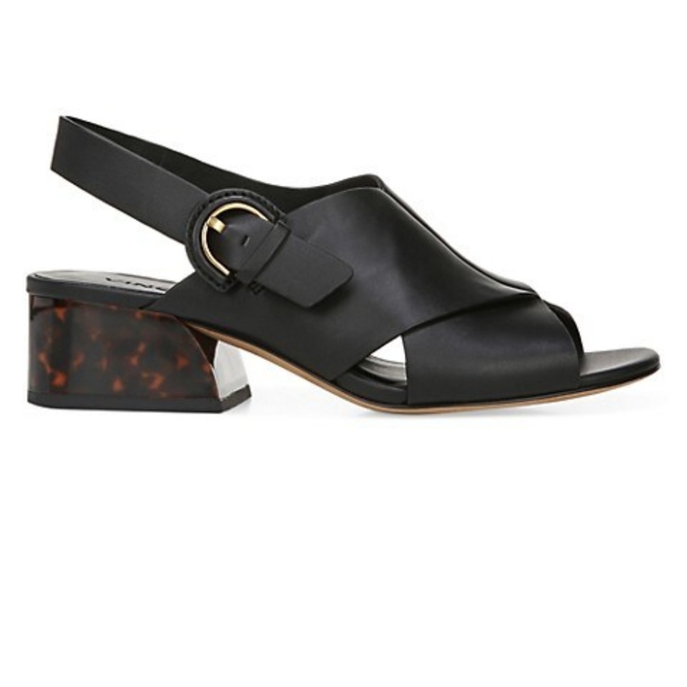 Vince Jetta San Remo Black Leather Slingback Sandals